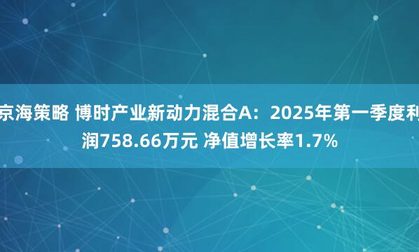 京海策略 博时产业新动力混合A：2025年第一季度利润758.66万元 净值增长率1.7%