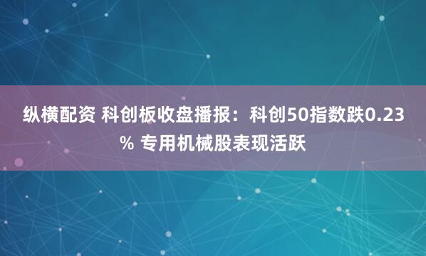 纵横配资 科创板收盘播报：科创50指数跌0.23% 专用机械股表现活跃